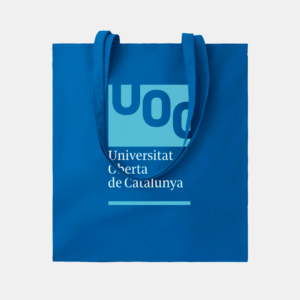 Bossa de color blau “royal” de la UOC